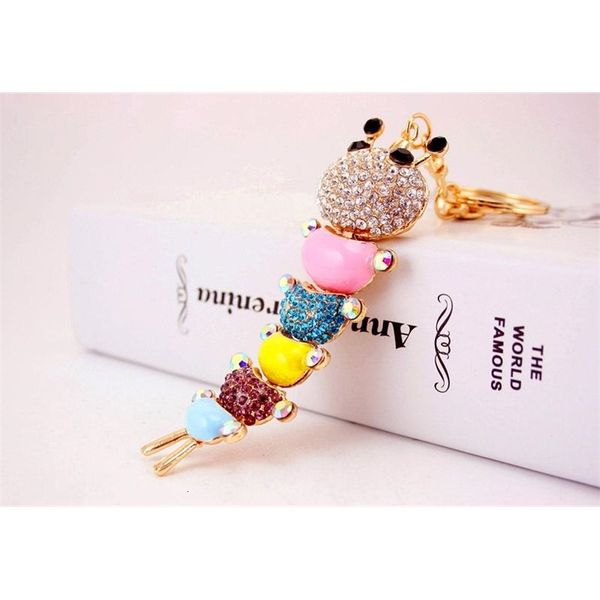 

factoryqs92metal rhinestone key caterpillar car keychain chains - holder bag charm cute women luxury keychains wedding f, Silver