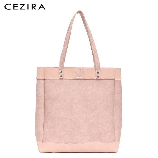 

cezira 2021 brand design pu vegan leather tote for women fashion style large patchwork shoulder bag female casual daily handbags