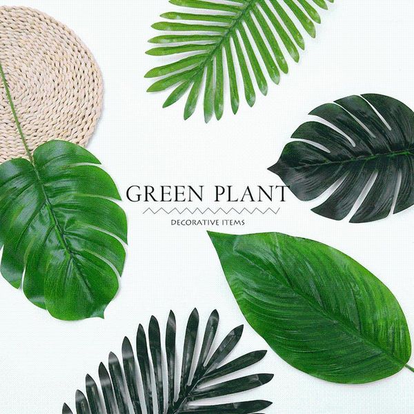 

decorative flowers & wreaths large artificial plants monstera palm tropical plant green leaves home diy decoration wedding party office stor