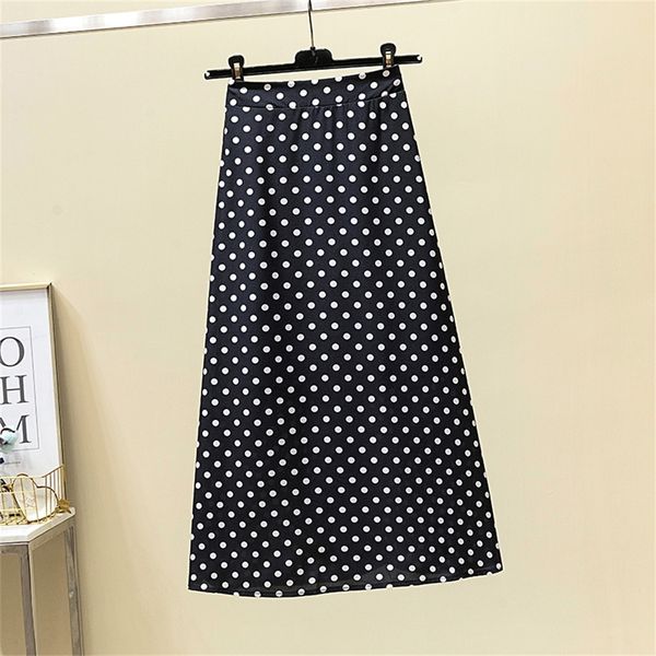 

fashion polka dot girls long skirt floral black elegant maxi office zipper skirts with lining plus size lj200820
