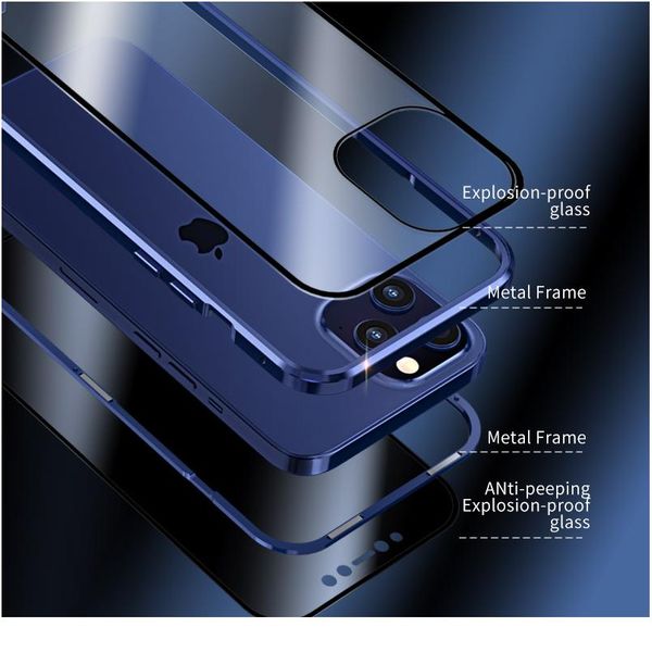 

anti peep magnetic phone case for iphone 6 7 8 plus x xs xr 11 12 pro max se2 double gla wmtfmq