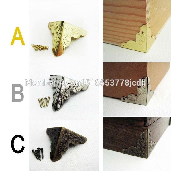 

furniture accessories wholesale- 12pc decorative antique brass golden silvery jewelry chest wine box wooden case iron metal corner guard nai