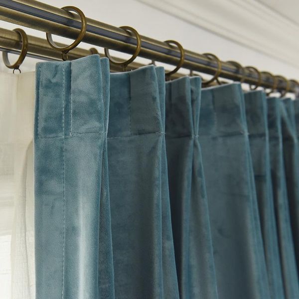 

curtain & drapes the nordic light luxury curtains for living room bedroom velvet light-shielding haze blue upscale solid color