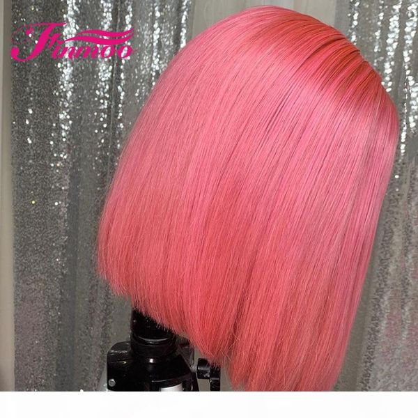 

colored bob wig lace front human hair wigs for women pre plucked brazilian remy pink wig 13x6 deep part human hair wigs 150, Black
