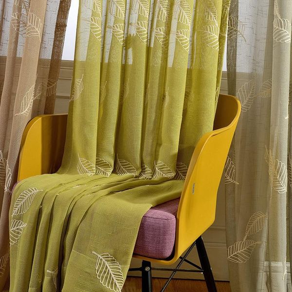 

embroidery window embroidery yarn decoration idyllic wind american country leaves curtains for living room and bedroom