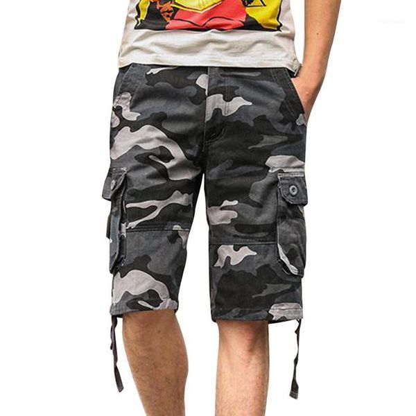 

running shorts calofe summer men's multi pocket zipper cargo male long army green camouflage mens tactical short1, Black;blue