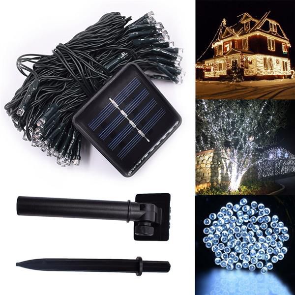 

белый 100 светодиодная солнечная струна фея светлая рождественская вечеринка водонепроницаемая высокая яркости праздник светодиодные струны