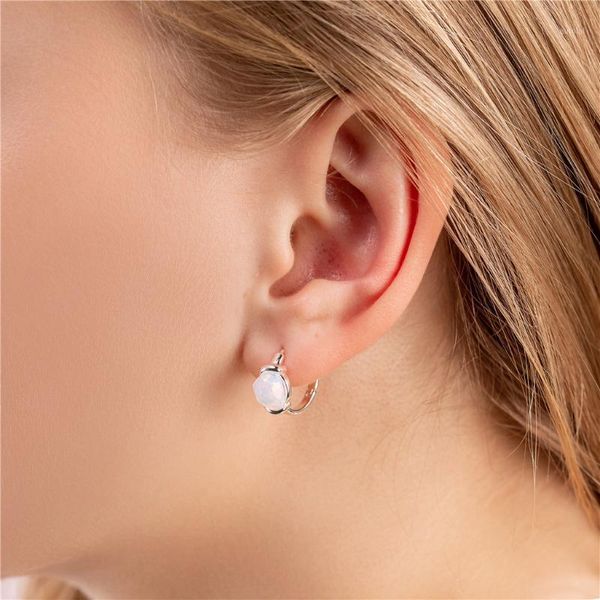 

zfyin gold silver color geometric natural stone huggies hoop earrings mini size opal labrodorite women earring1, Golden;silver