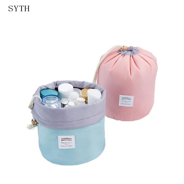 

syth drop ship drawstring barrel shaped woman travel cosmetic storage bags of high capcity elegant makeup organizer storage bag