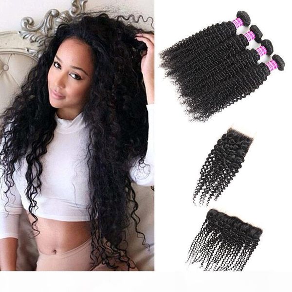 

fastyle 8a brazilian kinky curly hair 4bundles with 1 closure afro kinky curly human hair extensions brazilian jerry kinky curls hair weave, Black;brown
