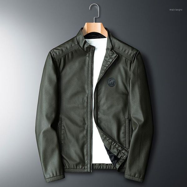 

brand men's pu jacket leather coat new autumn slim fit faux leather zipper jackets male coats plus velvet coat veste pu hommes1, Black