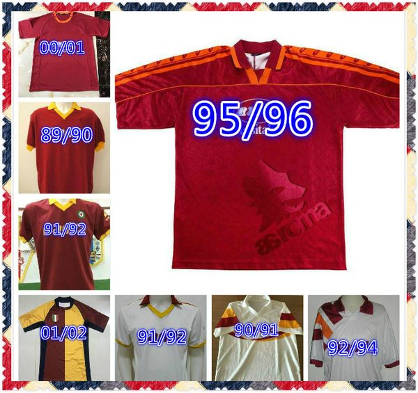 

1990 1991 1992 1994 1996 2017 2018 de rossi totti soccer jersey classic camicia vintage maglia da calcio 00 01 commemorative football shirt, Black;yellow