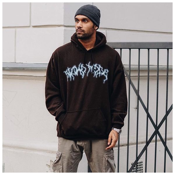 

2021 new american fashion high street rap hip hop men's and women's letter printed hoodie itee, Black