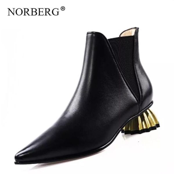 

boots norberg leather womans and ankle pointed with metal heel inside outside classic black elegant women's shoes