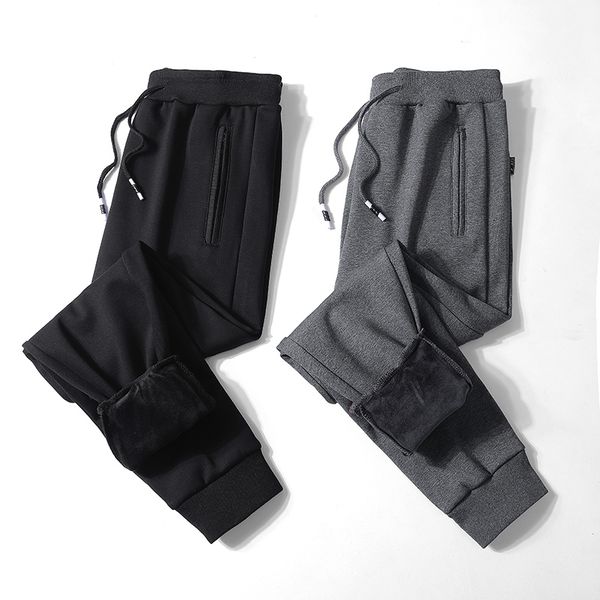 

2020 new thick winter cotton wool sweatpants men track pants casual, Black