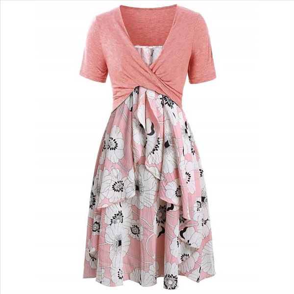 

dress women short sleeve bow knot bandage floral print short suits noble valuable women dress summer, Black;gray