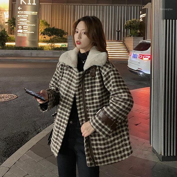 

hepburn style woolen coat women autumn and winter 2021 new temperament all-match quilted thickened long-sleeved woolen coat1, Black;brown