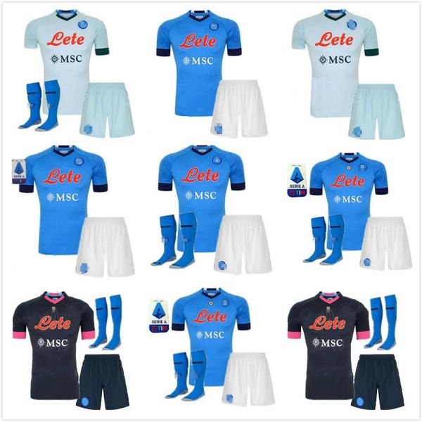 

20 21 napoli soccer jersey naples 2020 2021 koulibaly insigne milik maillots h.lozano mertens men kit football shirt boys set uniforms, Black;yellow