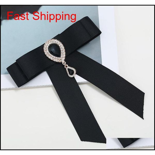 

new wholesale- pin brooches promotion ribbon trendy diamond jewelry broche bow brooch shirt c qylwoj queen66, Black;gray