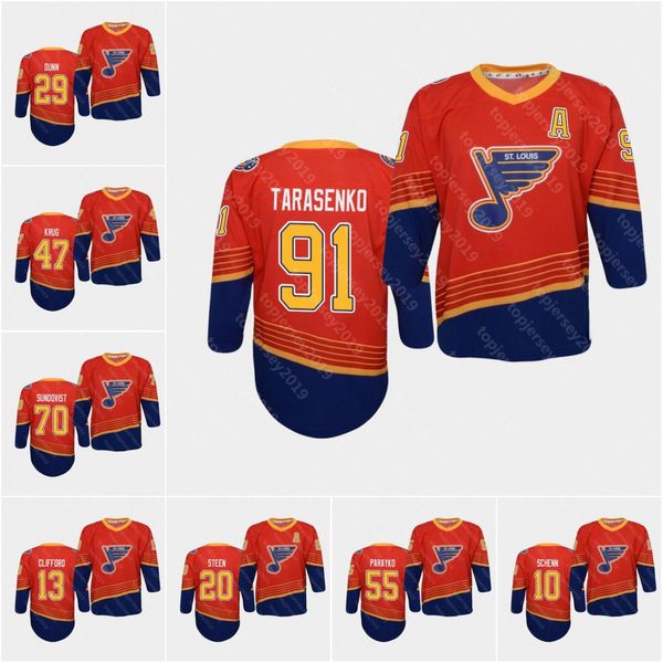 

st. louis blues 2021 reverse retro youth red jersey colton zach sanford parajko alexander steen vladimir tarashenko ryan o'reilly paraj, Black