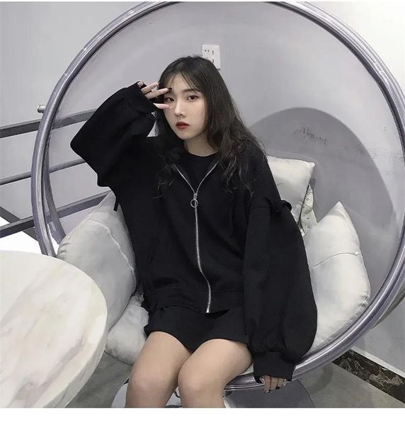 

autumn high street students girls black gray harajuku hoodies special women girls loose japan hooded japan kawaii sweatshirts1