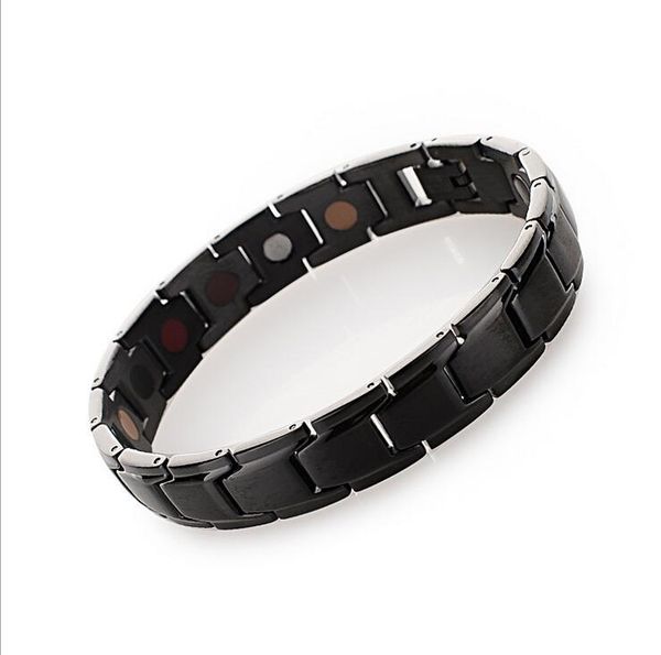 

health energy bangle men black jewelry fashion titanium stainless steel bio magnetic bracelet for man by dhl