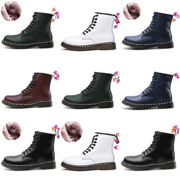 

2021 large supply classic genuine leather 1460 boots ankle crystal sole martin mens women womens fur snow martins 6/8-hole boots doc 34-4#45, Black