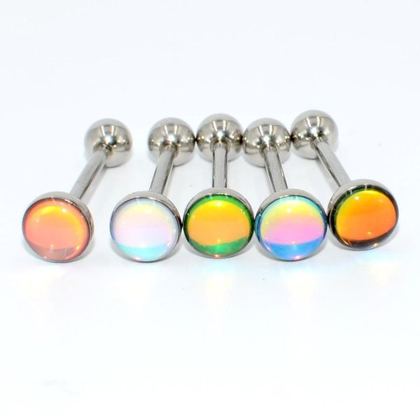 

1pc 316l surgical steel tongue barbell ring flash film bling bling tongue barbell rings 14g fashion piercing body jewelry q jllsxv, Silver