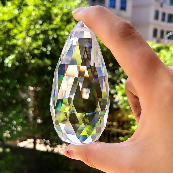 

89mm clear drops crystal prisms suncatcher chandelier crystals pendant diy hanging ornament home decoration lighting accessories h qylmxn