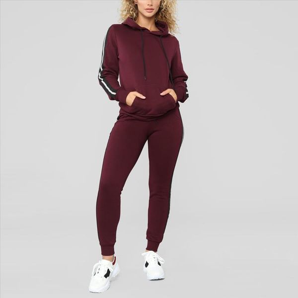 

tracksuit women european and american fleece fashion casual sportswear hoodies sweatshirt long pant two piece tracksuits 45, Gray