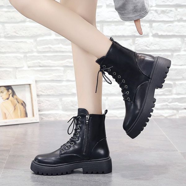 

2020 of selling autumn/winter new pu leather zper short women's boots d48u, Black