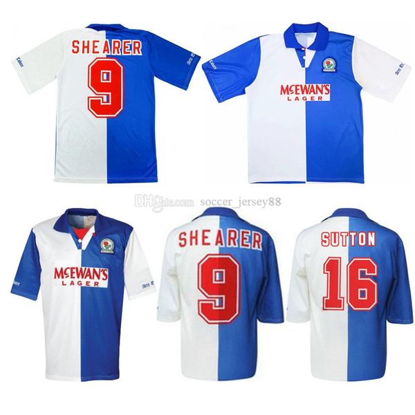

1994 1995 blackburn rovers retro soccer jersey 94 95 blackburn alan shearer sutton hendry sherwood berg vintage classic football shirt, Black;yellow