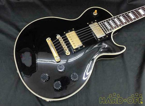 

burny lp custom type eb ebony black w/ gold hardware guitar 288