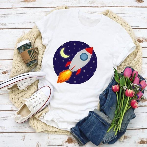 

women graphic space star travel print lady summer t-shirt shirt lady clothes womens clothing tee female t shirt, White