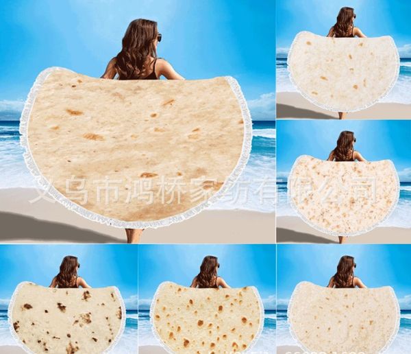 

mexican tortillas round beach towel microfiber multi functional soft seabeach towel with tassel 150*150cm 9 colors