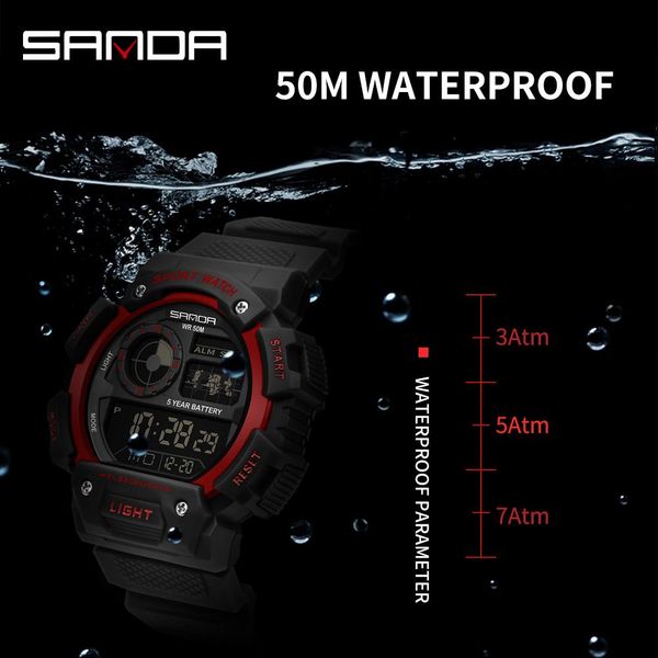 

sanda black sports waterproof led digital watch men sport watches electronic male wrist watch for men clock relogio masculino bbygpb, Silver
