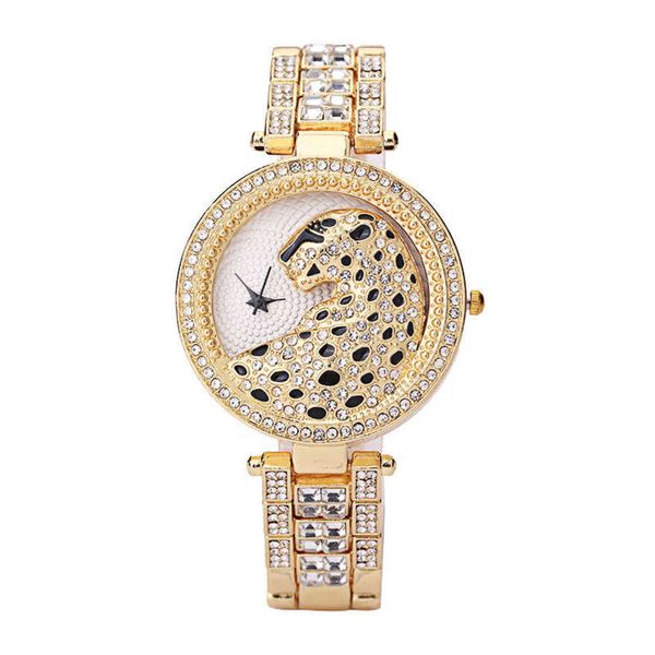 

exaggerated three-dimensional leopard pattern alloy women's steel belt quartz watch, Slivery;brown