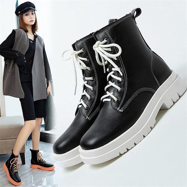 

2021 new female fashion heavy winter lower non-slip comfortable streetwear harajuku casual women's boots w8hv, Black