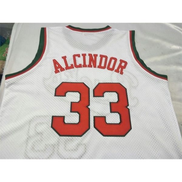 

vintage men 1973-74 lew alcindor #33 real full embroidery college basketball jersey size s-4xl or custom any name or number jersey, Black
