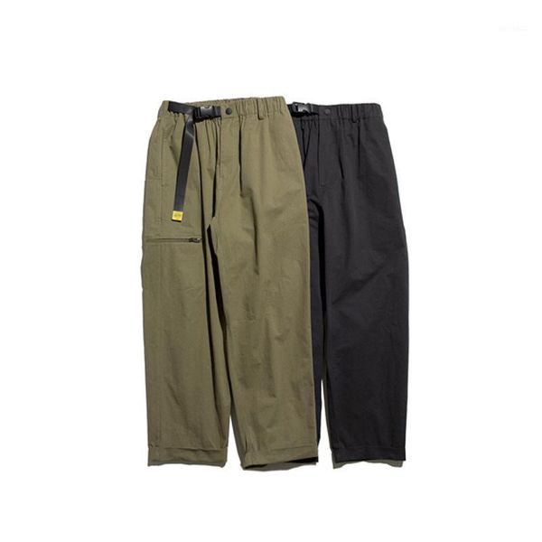 

outdoor pants spring autumn outdoors camping travel men's casual loose straight belt tooling street cross-pants fashionable men trouser, Black;green