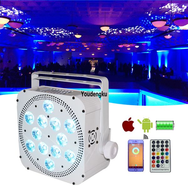 

16 pieces foco wifi par dmx rechargeable battery led flat par light 12*18w 6in1 rgbwa+uv wireless wedding led par light