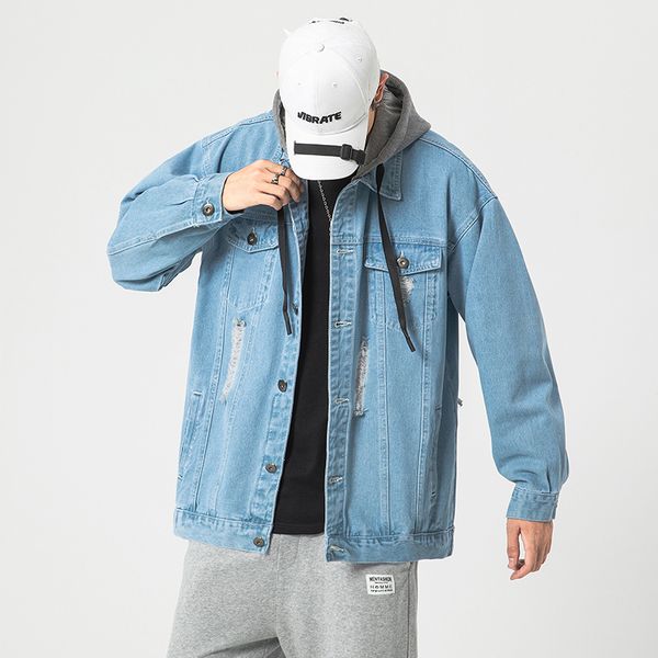 

men's brim pants denim with black hood blue jacket spring autumn 2020 fashion clothes plus size oversize m-5xl ace2, Black;brown