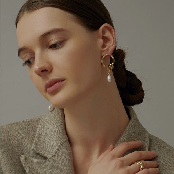 

dangle chandelier woman pearl earrings female cool style retro fashion minimalist personality niche design jewelry luxury, Silver