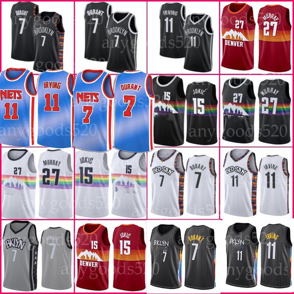 

kevin 7 durant jamal 27 murray jerseys denvers nikola jersey jokic kyrie basketball irving black 72 biggie brooklyns men dikembe 55 mutombo, Black;red