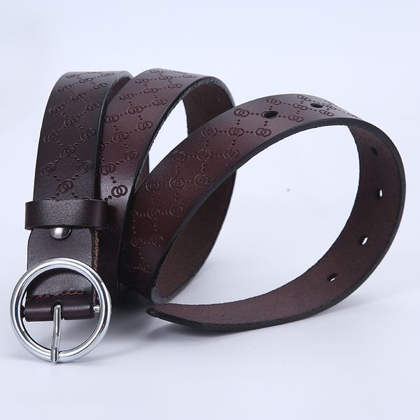 

2021 creative women fashion decoration ladies new round buckle belt solid color female strap on es ld7s, Black;brown