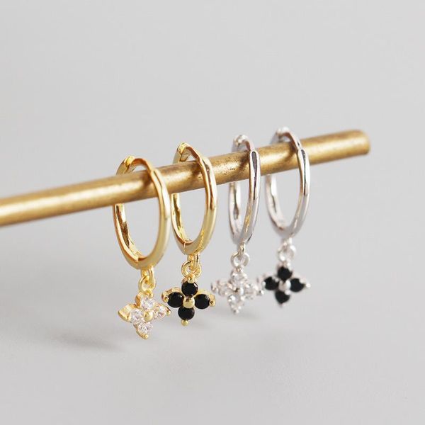 

light luxury french style s925 sterling silver ins geometric diamond flower earrings female cute earrings, Golden;silver