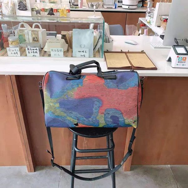 

2020 double-sided color canvas handbag you men and women lovers single shoulder bag duffel hand luggage travel bags luxury handbag