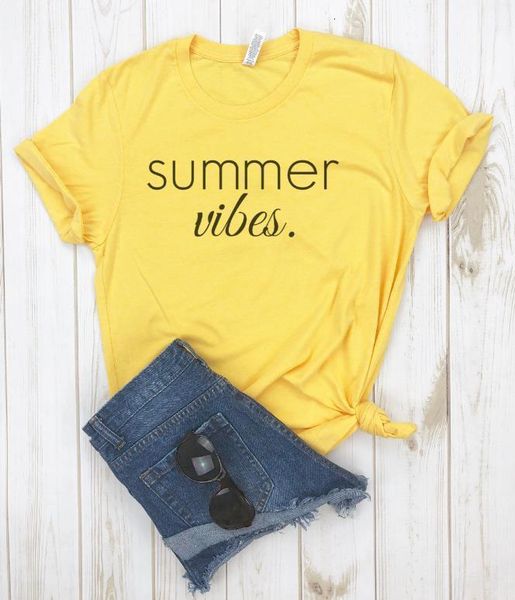 

summer vibes women tshirt cotton casual funny t shirt lady yong girl tee 5 colors drop ship s-606, White