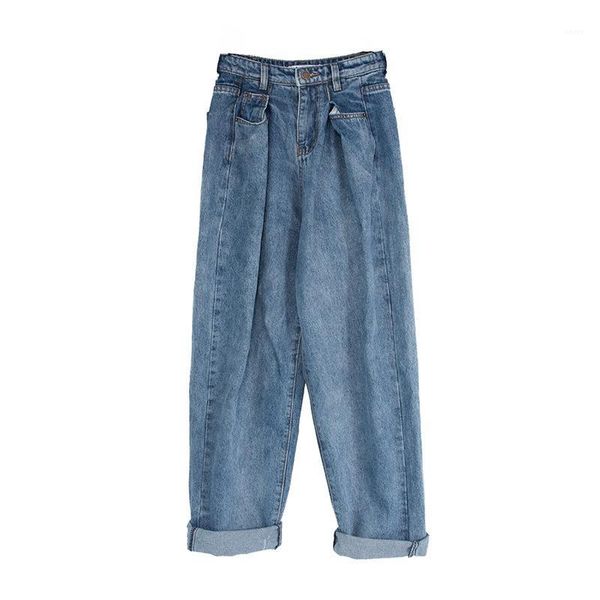 

mobtrs women jeans retro fashion jeans woman slim street popular womens high waist wide leg pants1, Blue