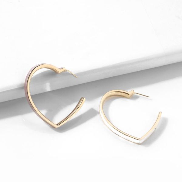 

hoop & huggie simple earrings heart-shaped women's fashion style alloy drop oil europe and the united states explosion cross-border, Golden;silver